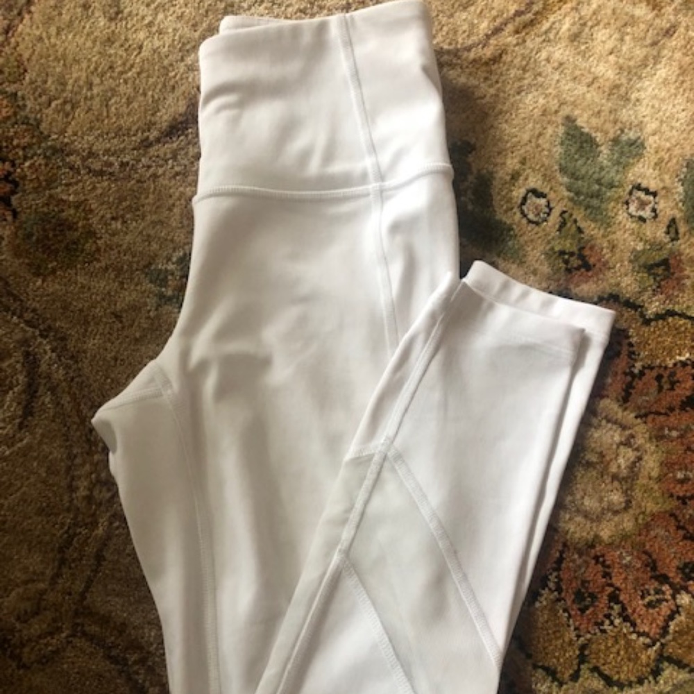 Athleta White leggings with mesh detail